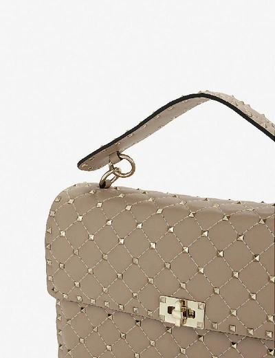 Shop Valentino Rockstud Spike Quilted Leather Large Shoulder Bag In Poudre