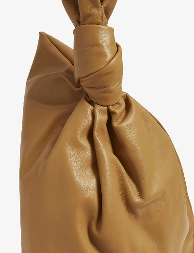 Shop Bottega Veneta Bv Twist Knot Bracelet Leather Clutch In Caramel