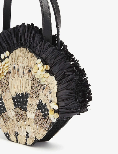 Shop Aranaz Serena Raffia Tote Bag In Black