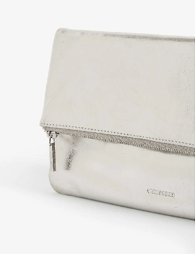 Shop Whistles Chapel Metallic Leather Clutch Bag In Silver