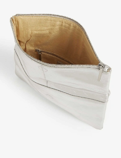 Shop Whistles Chapel Metallic Leather Clutch Bag In Silver