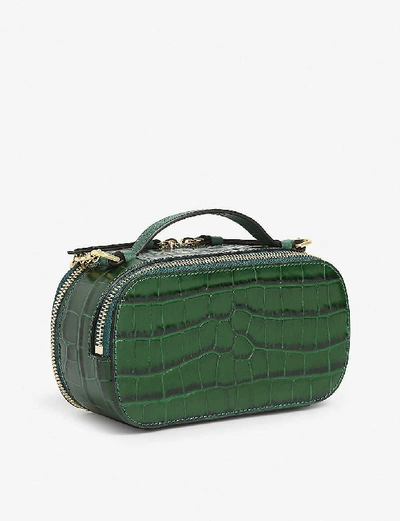 Shop Chloé C Mini Croc-embossed Leather Vanity Bag In Woodsy Green