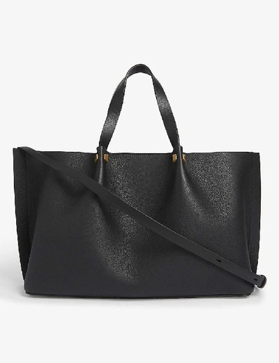 Shop Valentino Vlogo Medium Grained Leather Shopper Bag In Black