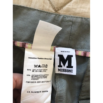 Pre-owned M Missoni Linen Straight Pants In Khaki