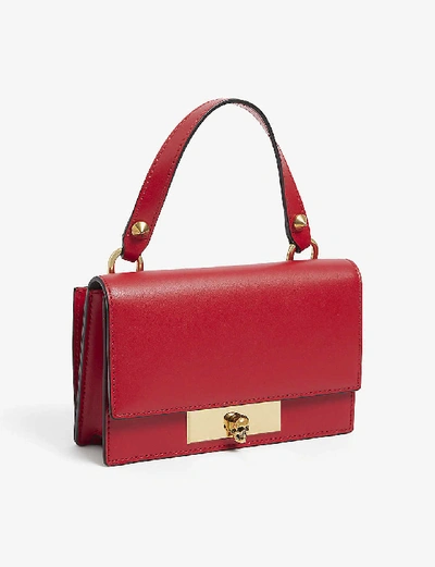 Shop Alexander Mcqueen Skull Lock Leather Bag In Deep Red