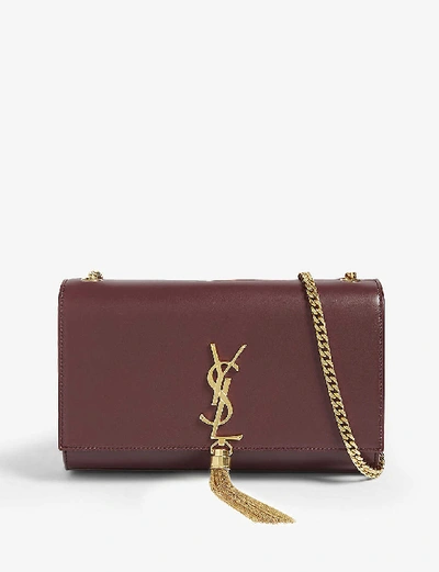 Shop Saint Laurent Kate Tassel Leather Shoulder Bag In Rouge Legion Gold