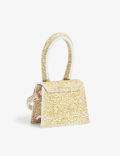 Shop Jacquemus Le Petit Chiquito Mini Leather Top Handle Bag In Print Orange Flowers