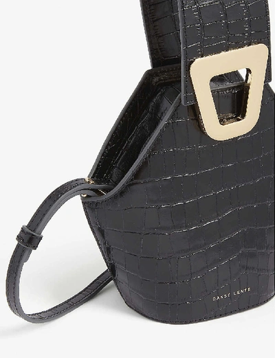 Shop Danse Lente Johnny Xs Crocodile-embossed Leather Bucket Bag In Black