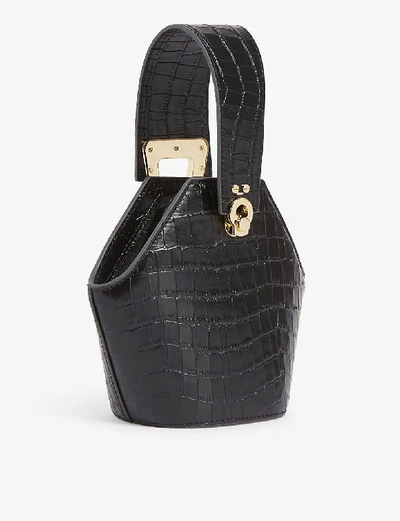 Shop Danse Lente Johnny Xs Crocodile-embossed Leather Bucket Bag In Black