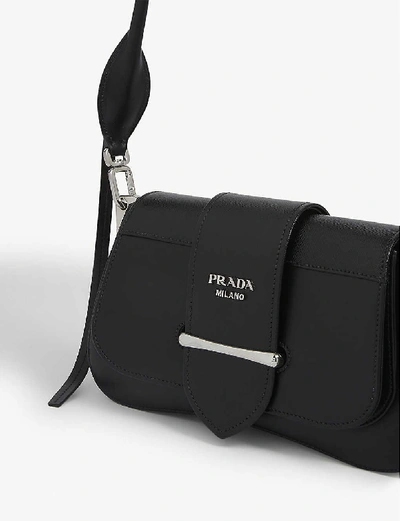 Shop Prada Sidonie 28 Leather Shoulder Bag In Black
