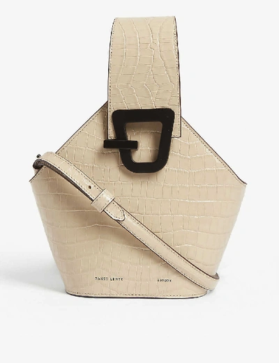 Shop Danse Lente Johnny Mini Crocodile-embossed Leather Bucket Bag In Tan