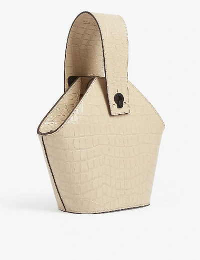 Shop Danse Lente Johnny Mini Crocodile-embossed Leather Bucket Bag In Tan