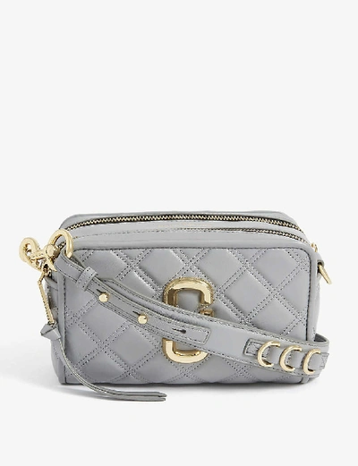 Shop Marc Jacobs Softshot Quilted Leather Crossbody Bag In Rock Grey