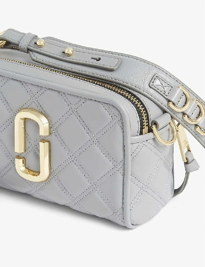 Shop Marc Jacobs Softshot Quilted Leather Crossbody Bag In Rock Grey