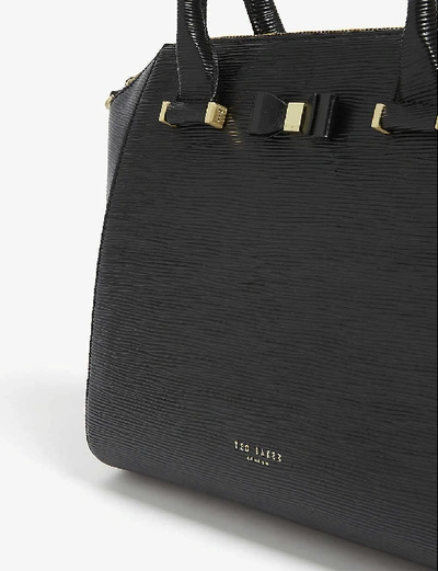 Shop Ted Baker Jaelynn Bow Detail Leather Tote In Black