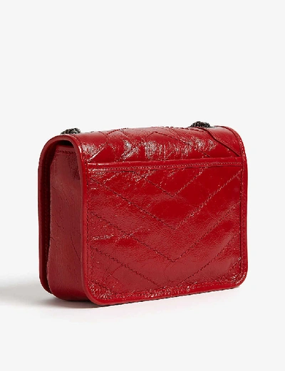 Shop Saint Laurent Niki Leather Wallet-on-chain In Rouge Eros Lthr
