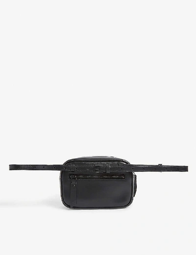 Shop Saint Laurent Lou Leather Belt Bag In Black+black