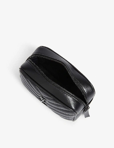 Shop Saint Laurent Lou Leather Belt Bag In Black+black