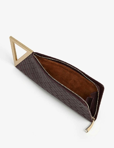 Shop Bottega Veneta Bv Rim Intrecciato Leather Clutch In Merlot