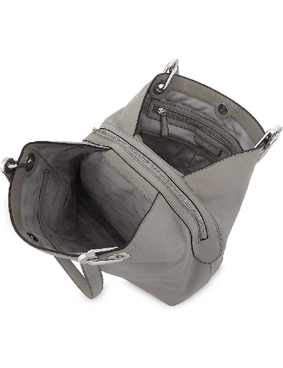 Shop Michael Michael Kors Raven Large Leather Shoulder Bag In Pearl Grey