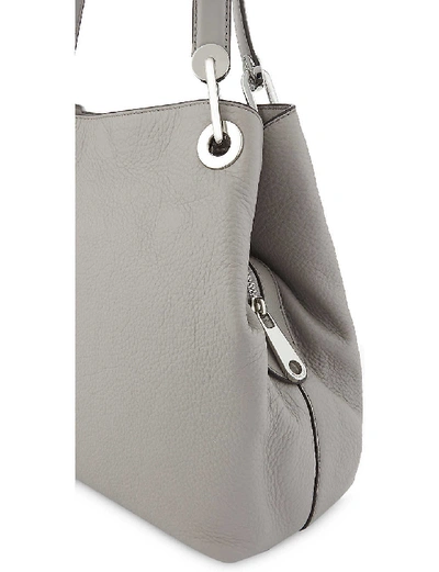 Shop Michael Michael Kors Raven Large Leather Shoulder Bag In Pearl Grey