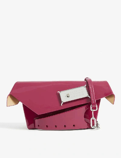 Shop Maison Margiela Small Snatched Leather Bag In Framboise