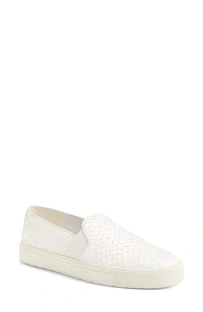 Shop Vince 'berlin' Python Embossed Slip-on Sneaker (women) In Optic White