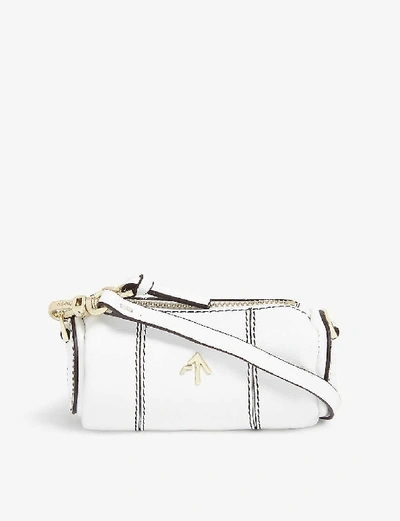 Shop Manu Atelier Cylinder Micro Leather Shoulder Bag In White