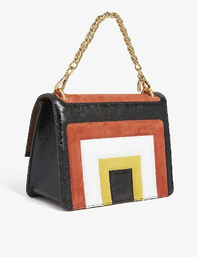 Shop Fendi Kan U Colour Block Leather Shoulder Bag