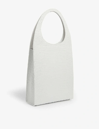 Shop Coperni Swipe Leather Tote Bag In Blanc Optique