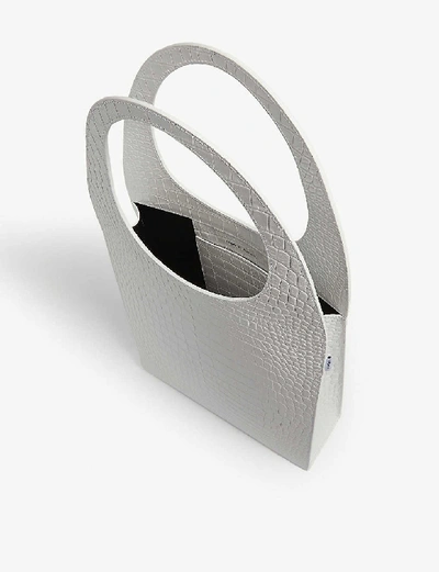 Shop Coperni Swipe Leather Tote Bag In Blanc Optique