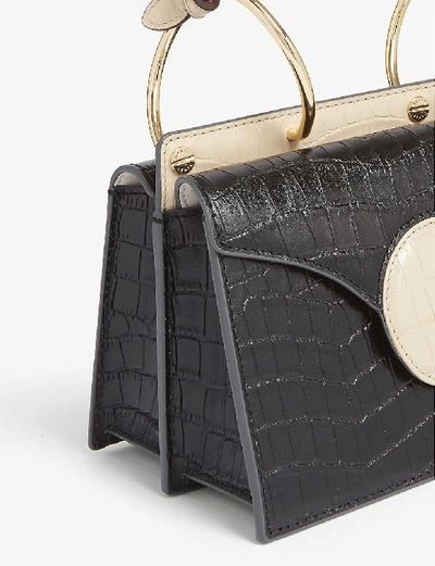 Shop Danse Lente Phoebe Mini Crocodile-embossed Leather Cross-body Bag In Tan/black