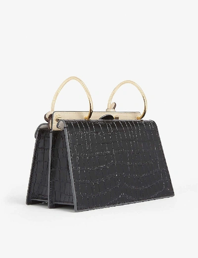 Shop Danse Lente Phoebe Mini Crocodile-embossed Leather Cross-body Bag In Tan/black
