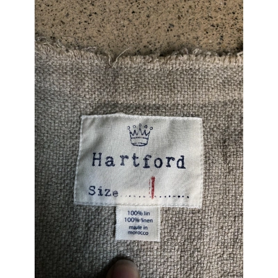 Pre-owned Hartford Linen Short Vest In Beige