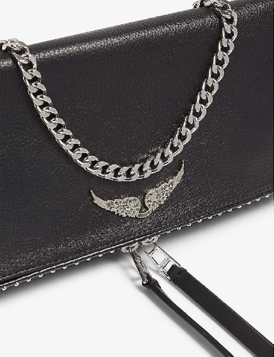 Zadig & Voltaire Rock Studded Leather Clutch In Noir