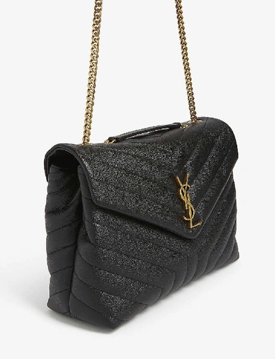 Shop Saint Laurent Lou Lou Medium Shoulder Bag In Black Gold