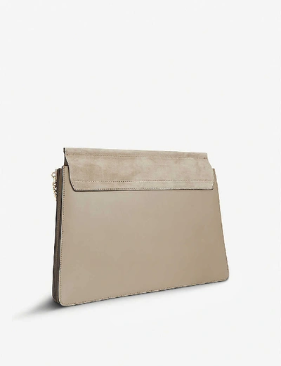 Shop Chloé Faye Leather And Suede Shoulder Bag In Motty Grey
