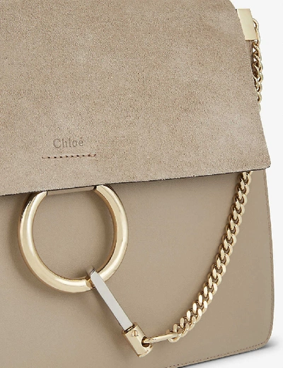 Shop Chloé Faye Leather And Suede Shoulder Bag In Motty Grey