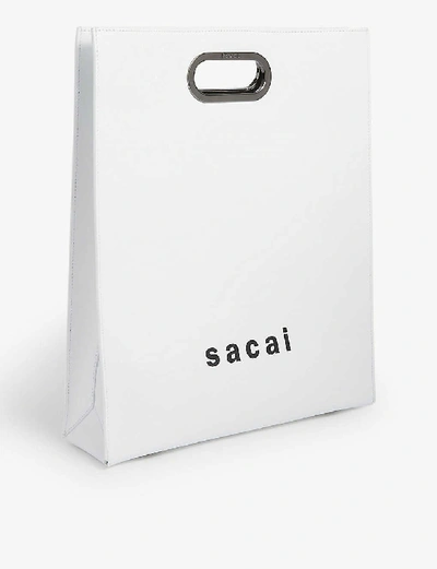 Shop Sacai Leather Shopper Bag In White