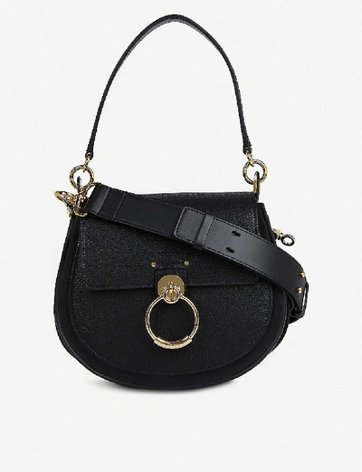 Shop Chloé Tess Large Leather Shoulder Bag In Black