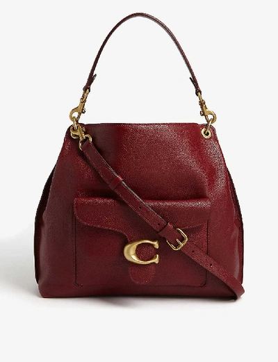 Shop Coach Tabby Leather Hobo Bag In B4/deep Red