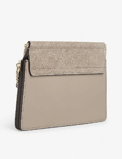 Shop Chloé Faye Mini Leather And Suede Shoulder Bag In Motty Grey