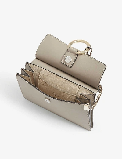 Shop Chloé Faye Mini Leather And Suede Shoulder Bag In Motty Grey