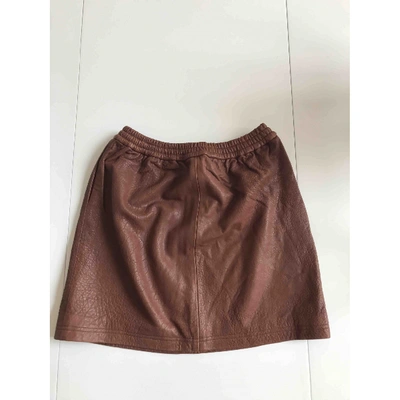 Pre-owned Club Monaco Brown Leather Skirt