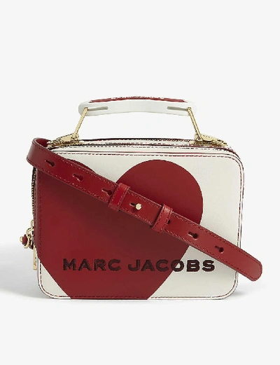 Shop Marc Jacobs The Heart Mini Leather Box Bag In Cotton Multi