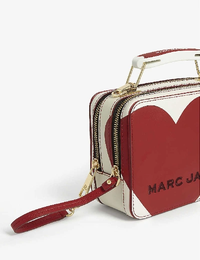 Shop Marc Jacobs The Heart Mini Leather Box Bag In Cotton Multi
