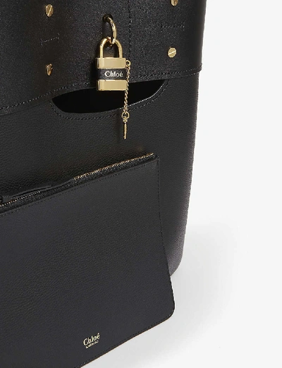 Shop Chloé Aby Leather Tote Bag In Black