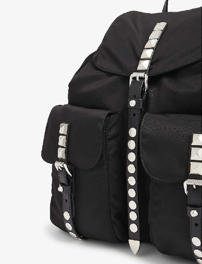 Shop Prada Studded Nylon Backpack