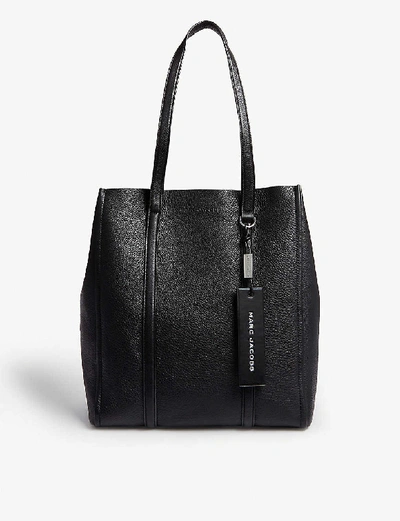 Shop Marc Jacobs Tag Oversized Leather Tote Bag In Black