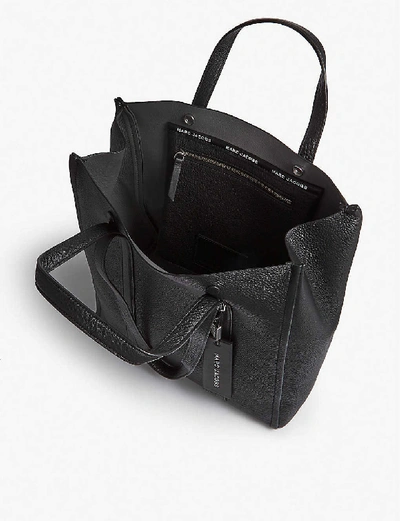 Shop Marc Jacobs Tag Oversized Leather Tote Bag In Black